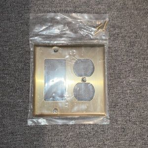 Restoration Hardware Muted Gold Brass Socket and Ground Faceplate NWT